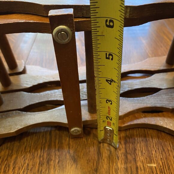 Vtg Wine Rack Accordion Wine Bottles Folding Wood Stand Expanding - Picture 4 of 6